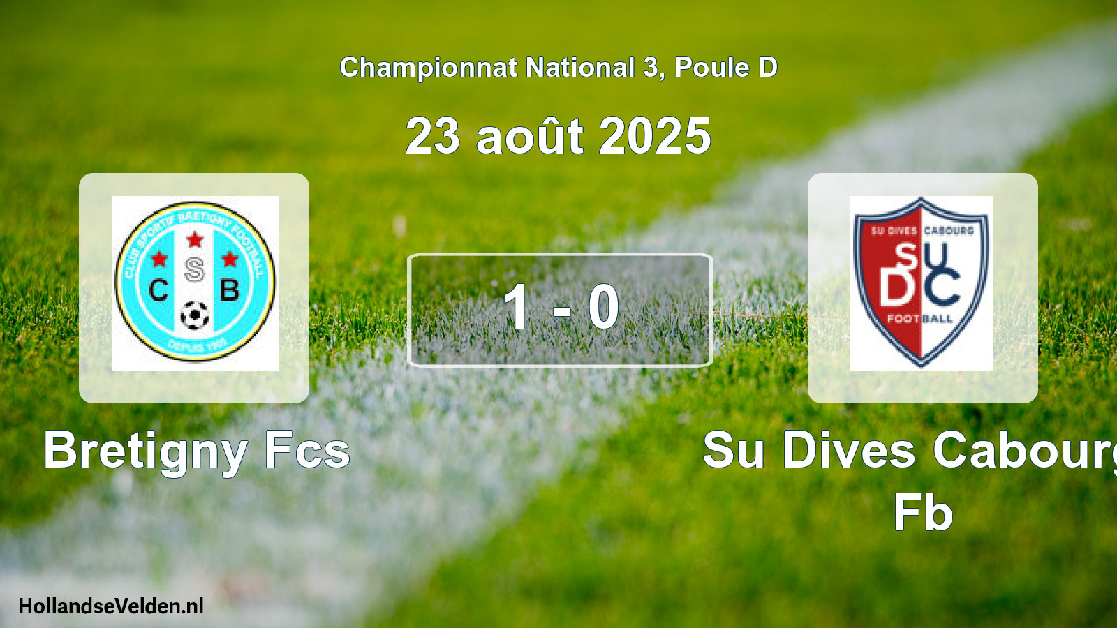 Gespeelde wedstrijd: Bretigny Fcs - Su Dives Cabourg Fb 1 - 0 (23 augustus 2025)
