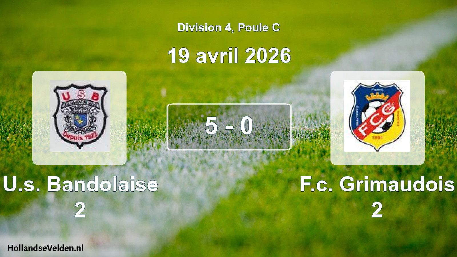 Match joué: U.s. Bandolaise 2 - F.c. Grimaudois 2 5 - 0 (19 avril 2026)