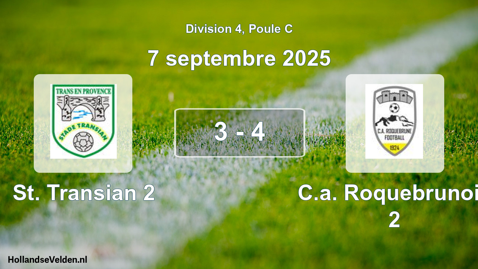 Gespeelde wedstrijd: St. Transian 2 - C.a. Roquebrunois 2 3 - 4 (7 september 2025)