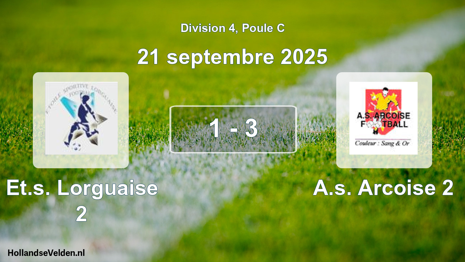 Match joué: Et.s. Lorguaise 2 - A.s. Arcoise 2 1 - 3 (21 septembre 2025)
