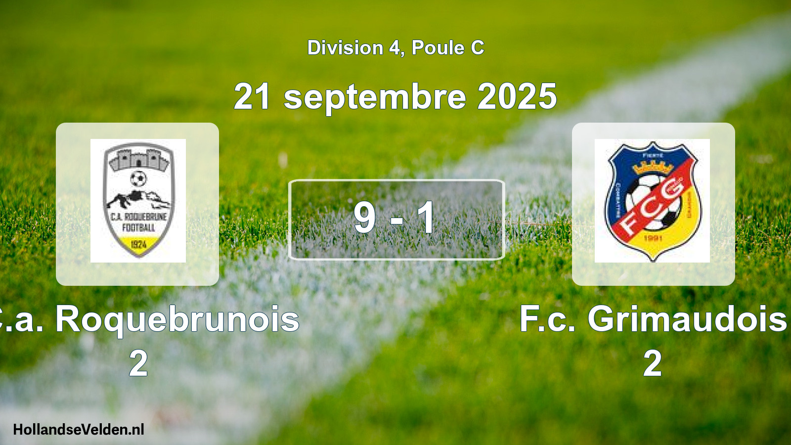 Match joué: C.a. Roquebrunois 2 - F.c. Grimaudois 2 9 - 1 (21 septembre 2025)