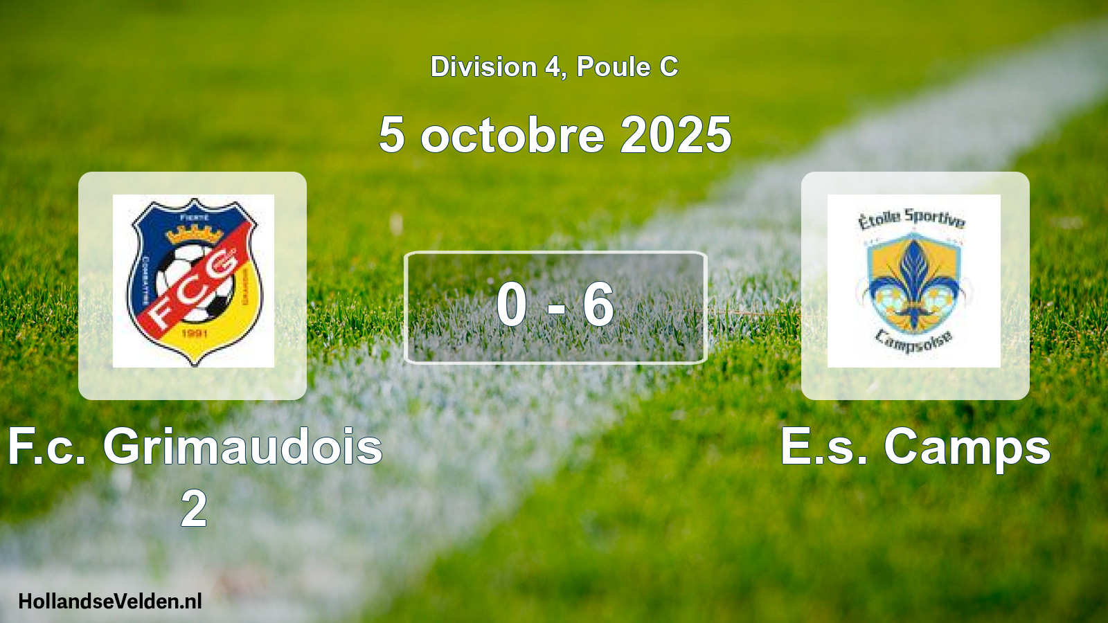 Match joué: F.c. Grimaudois 2 - E.s. Camps 0 - 6 (5 octobre 2025)