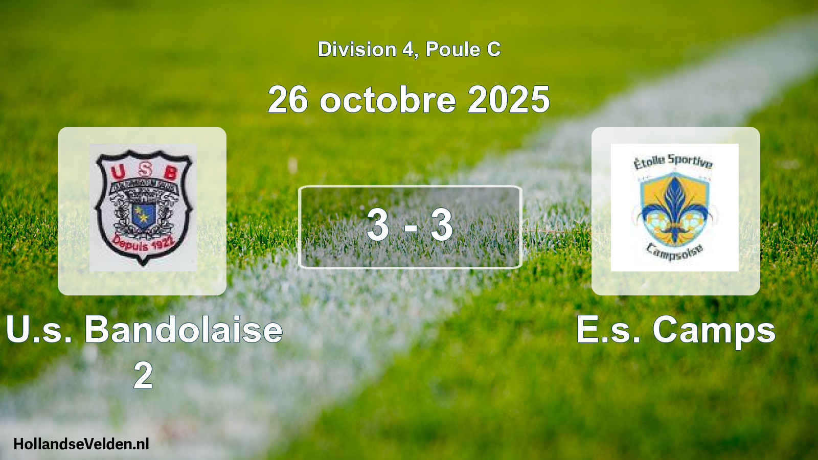 Total number of matches played: U.s. Bandolaise 2 - E.s. Camps 3 - 3 (26 October 2025)