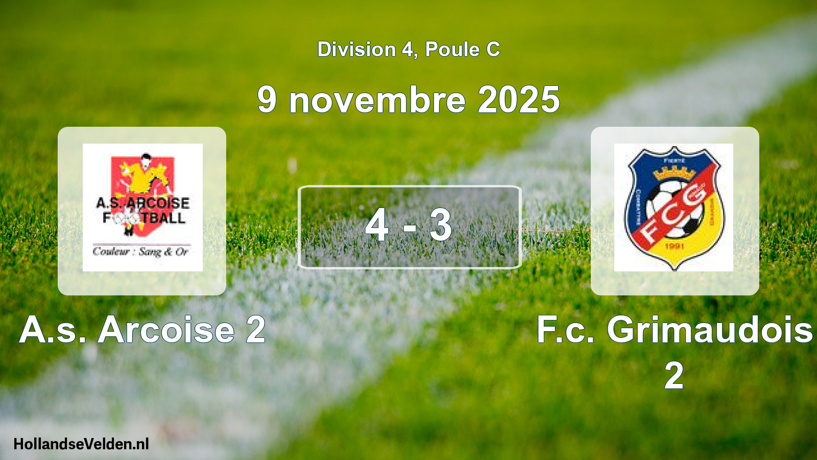Total number of matches played: A.s. Arcoise 2 - F.c. Grimaudois 2 4 - 3 (9 November 2025)