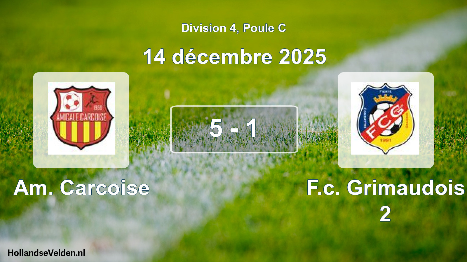 Match joué: Am. Carcoise - F.c. Grimaudois 2 5 - 1 (14 décembre 2025)