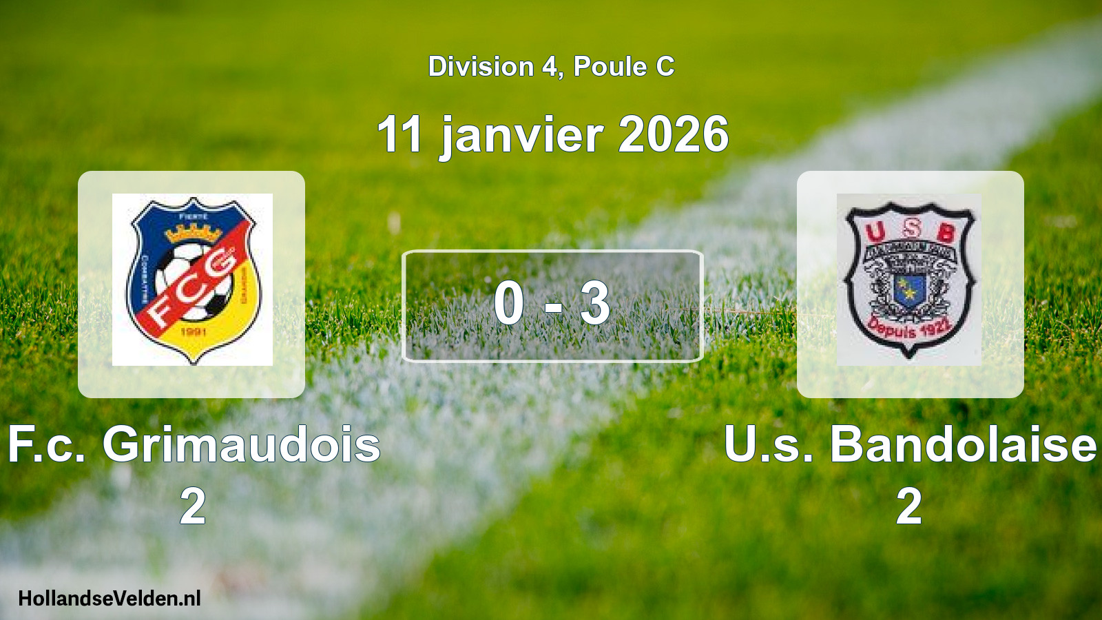 Match joué: F.c. Grimaudois 2 - U.s. Bandolaise 2 0 - 3 (11 janvier 2026)