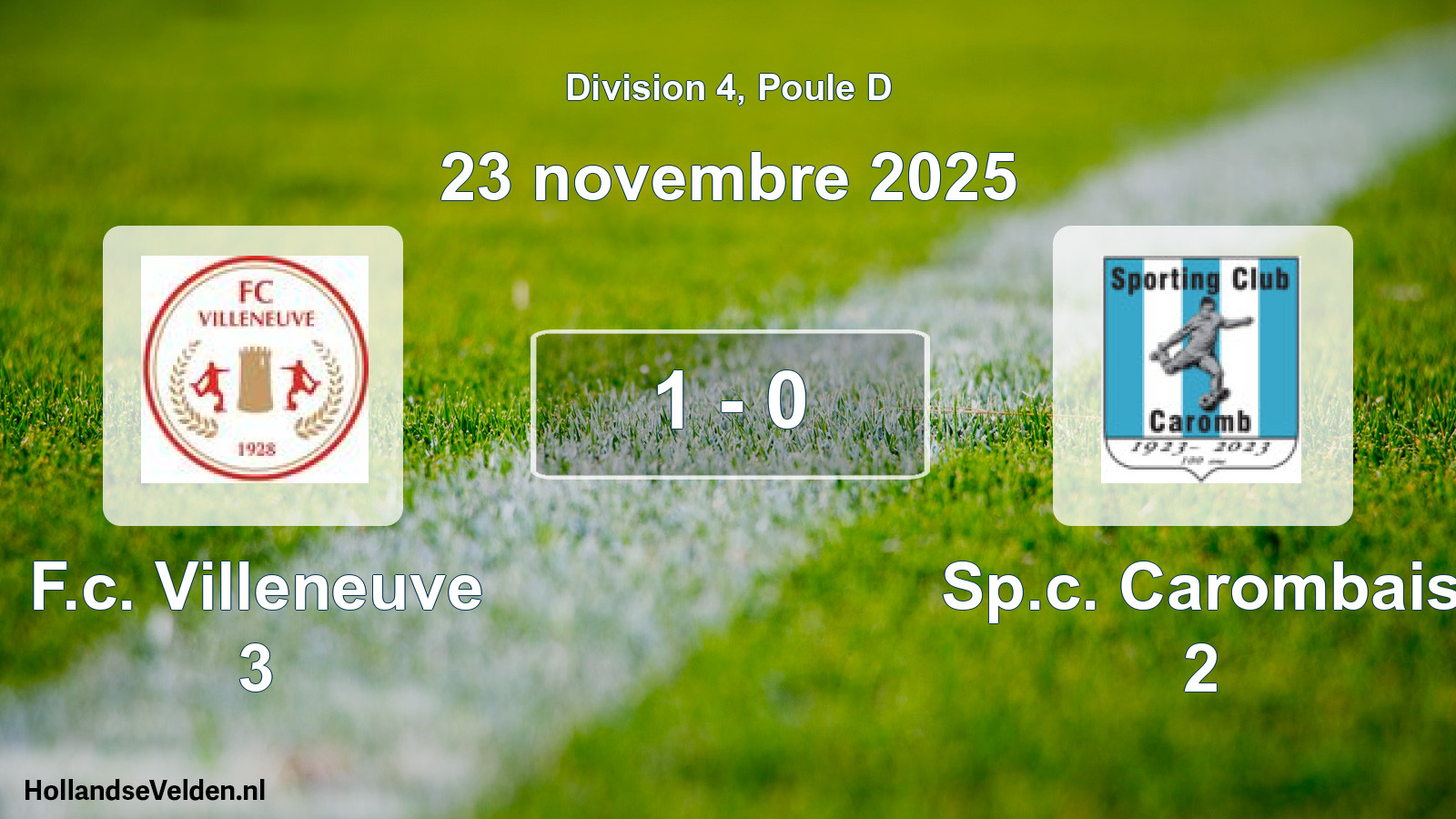 Match joué: F.c. Villeneuve 3 - Sp.c. Carombais 2 1 - 0 (23 novembre 2025)