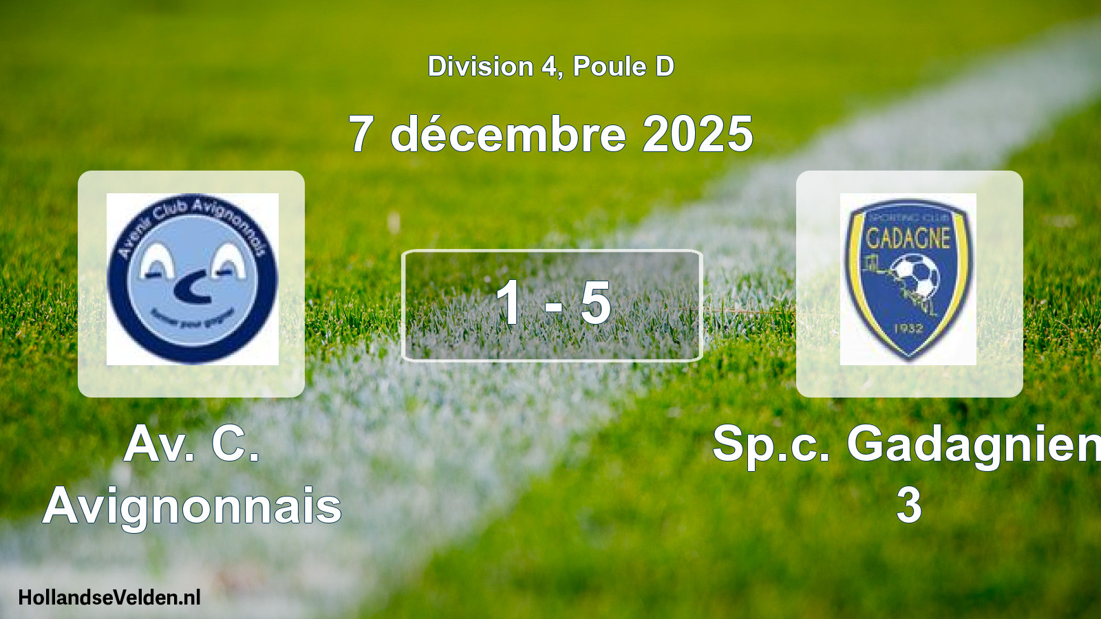 Gespeelde wedstrijd: Av. C. Avignonnais - Sp.c. Gadagnien 3 1 - 5 (7 december 2025)