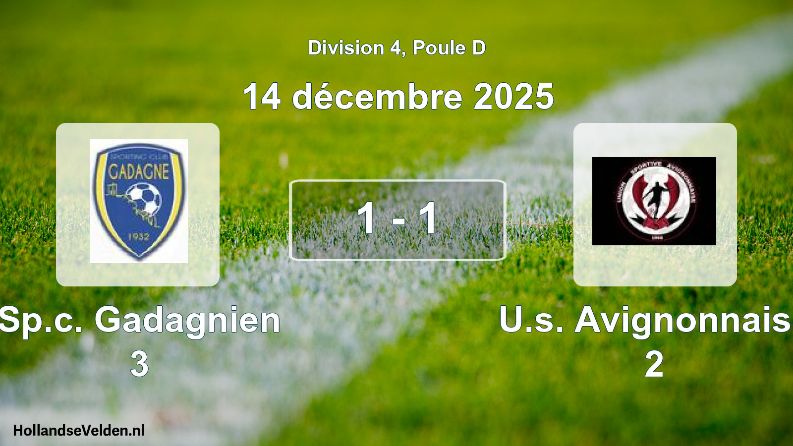 Match joué: Sp.c. Gadagnien 3 - U.s. Avignonnaise 2 1 - 1 (14 décembre 2025)
