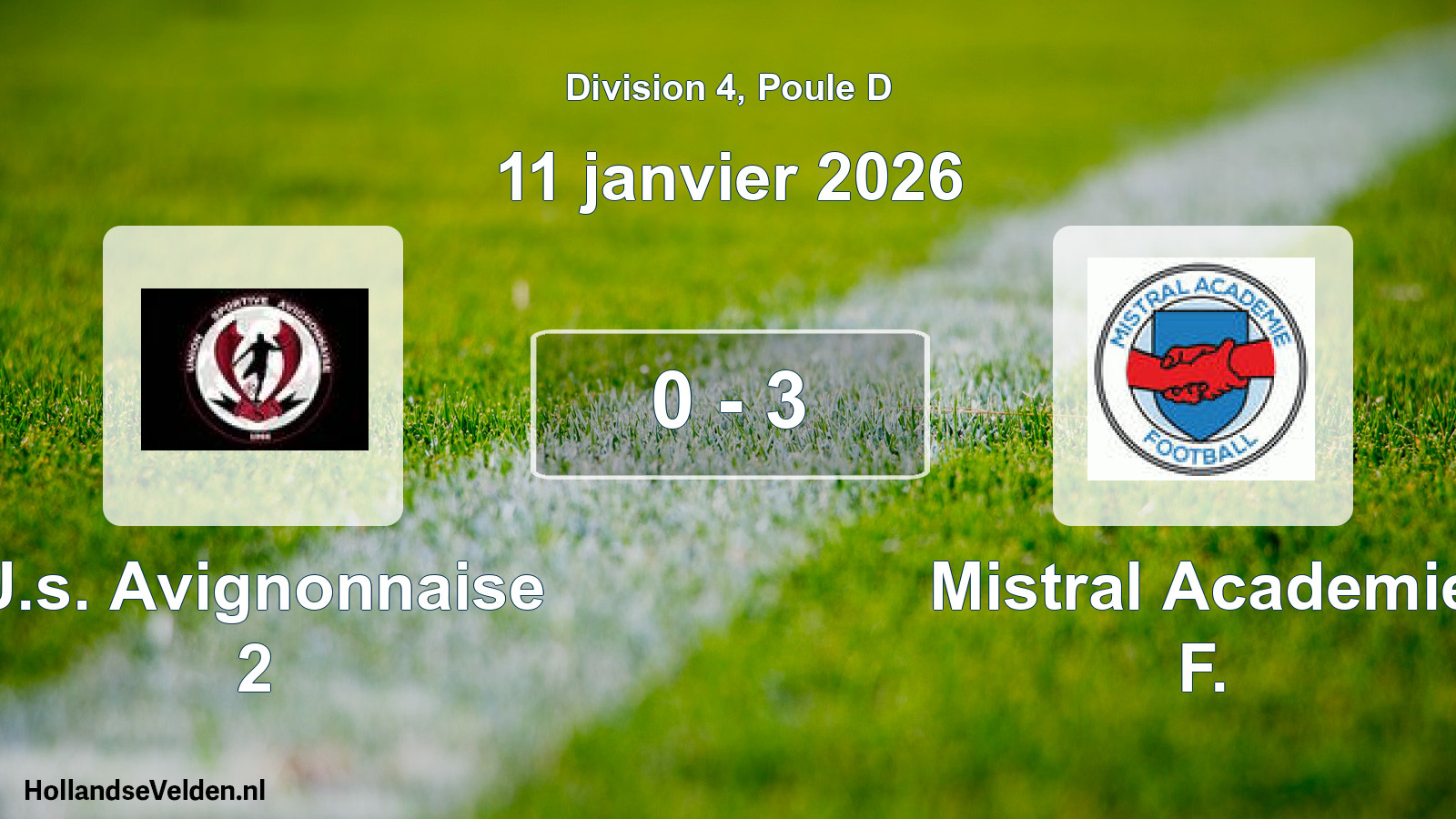 Total number of matches played: U.s. Avignonnaise 2 - Mistral Academie F. 0 - 3 (11 January 2026)