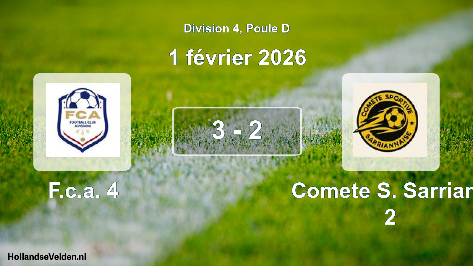 Total number of matches played: F.c.a. 4 - Comete S. Sarrians 2 3 - 2 (1 February 2026)