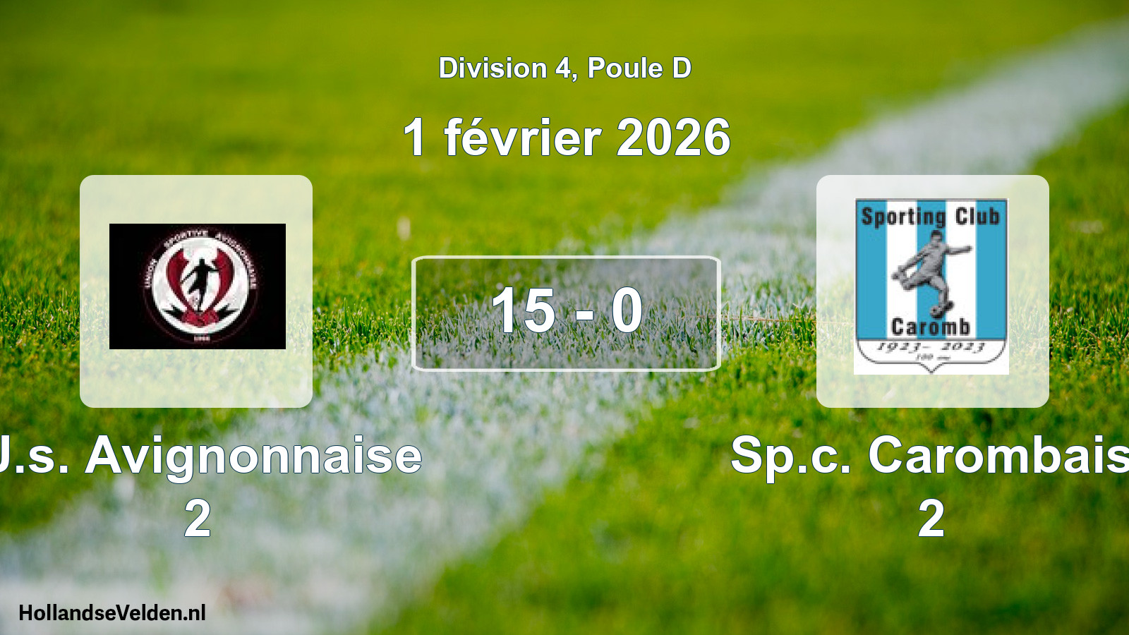Match joué: U.s. Avignonnaise 2 - Sp.c. Carombais 2 15 - 0 (1 février 2026)