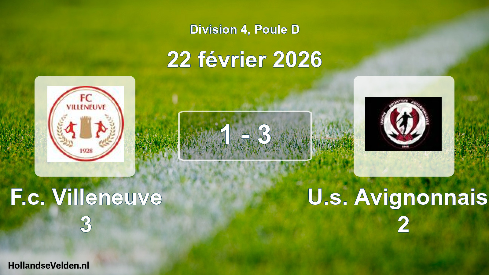 Total number of matches played: F.c. Villeneuve 3 - U.s. Avignonnaise 2 1 - 3 (22 February 2026)