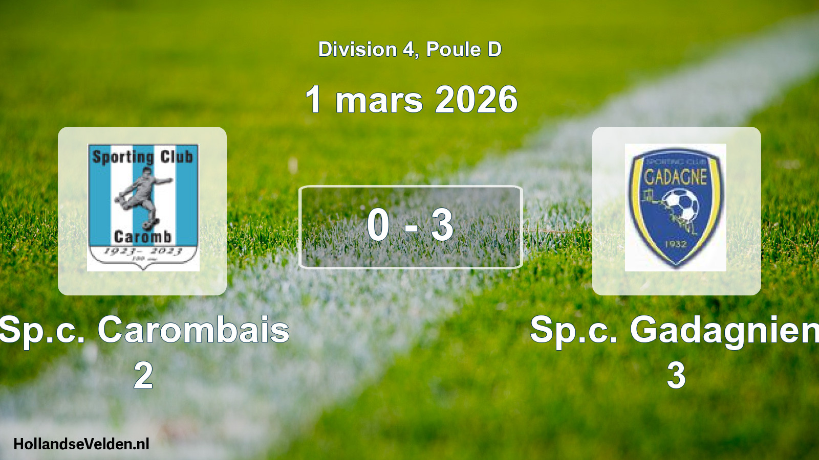 Total number of matches played: Sp.c. Carombais 2 - Sp.c. Gadagnien 3 0 - 3 (1 March 2026)