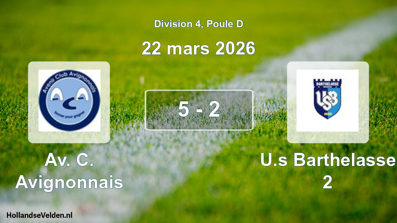 Match joué: Av. C. Avignonnais - U.s Barthelasse 2 5 - 2 (22 mars 2026)