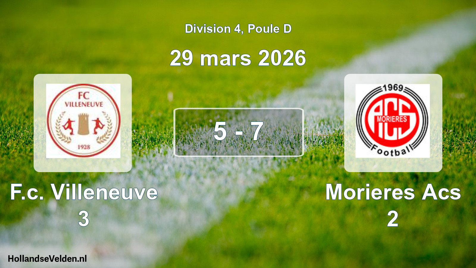 Match joué: F.c. Villeneuve 3 - Morieres Acs 2 5 - 7 (29 mars 2026)