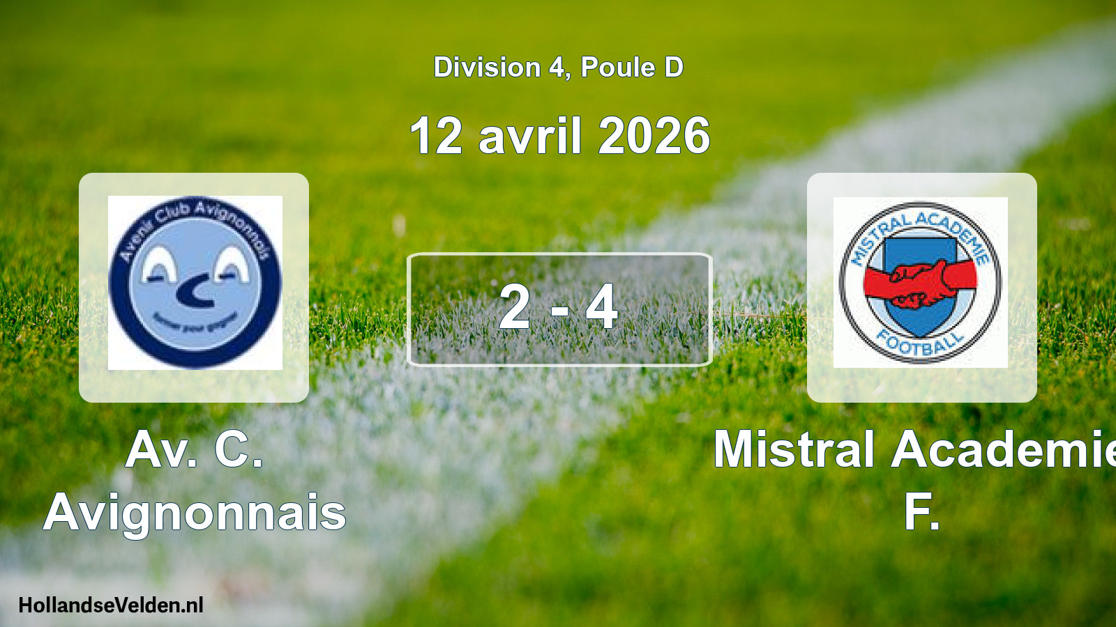 Match joué: Av. C. Avignonnais - Mistral Academie F. 2 - 4 (12 avril 2026)