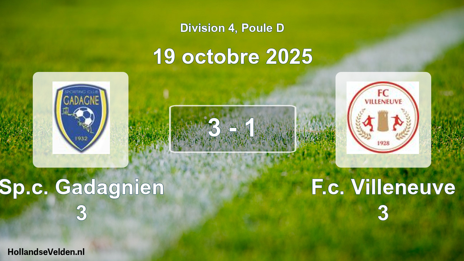 Match joué: Sp.c. Gadagnien 3 - F.c. Villeneuve 3 3 - 1 (19 octobre 2025)