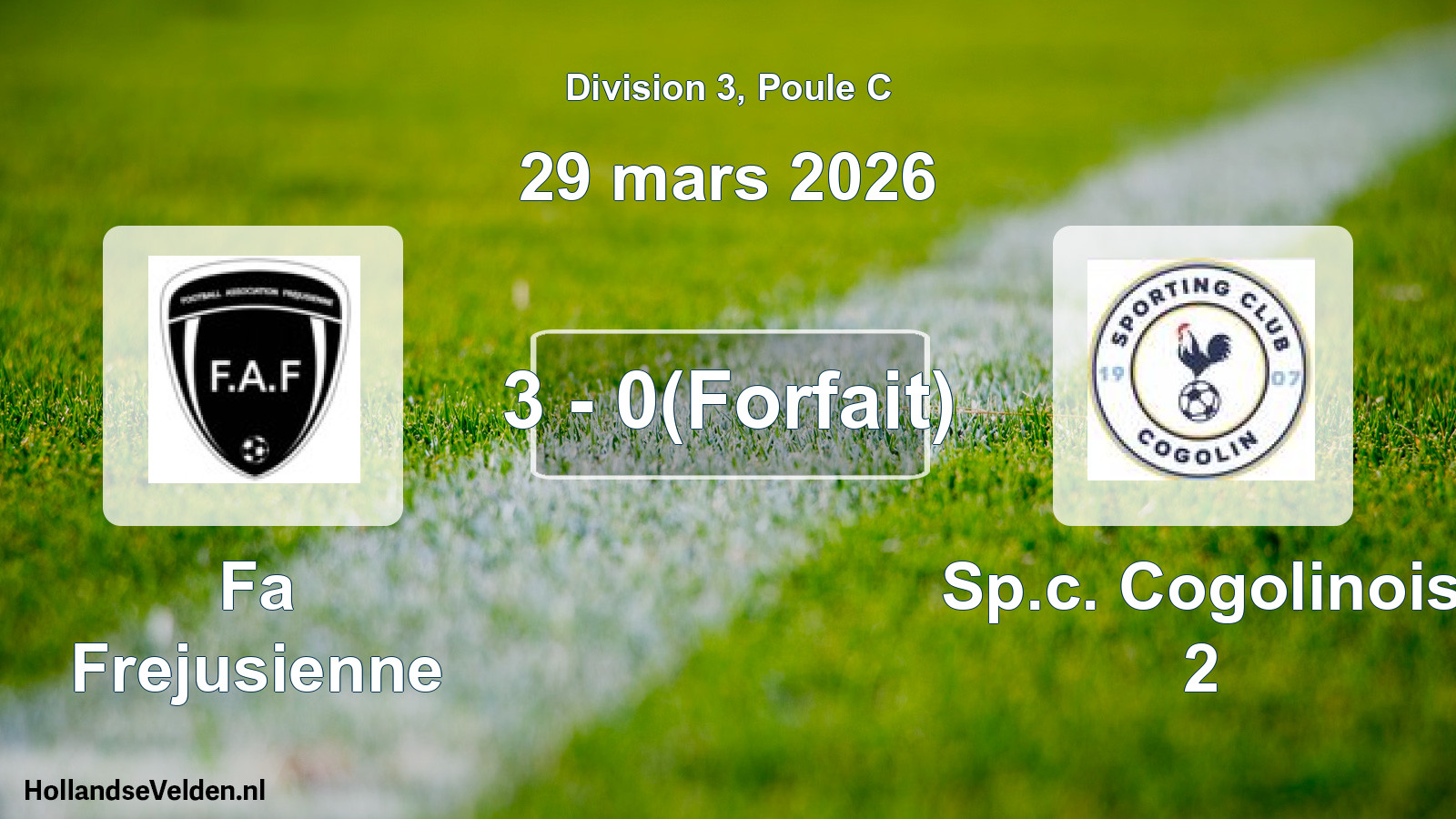 Match joué: Fa Frejusienne - Sp.c. Cogolinois 2 3 - 0(Forfait) (29 mars 2026)