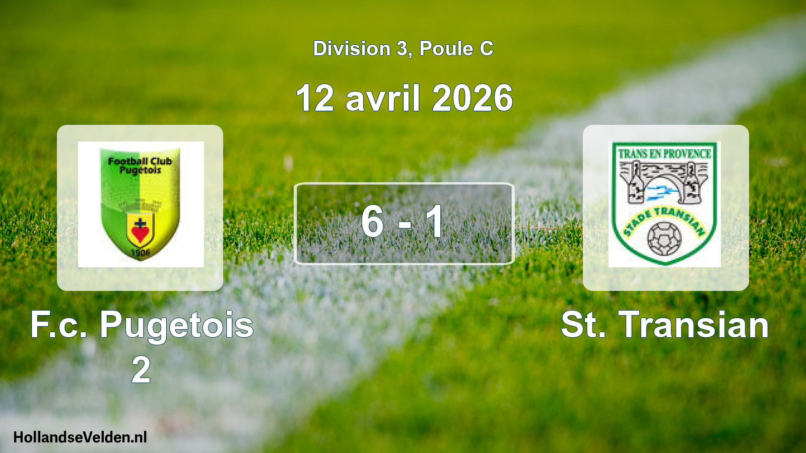 Match joué: F.c. Pugetois 2 - St. Transian 6 - 1 (12 avril 2026)