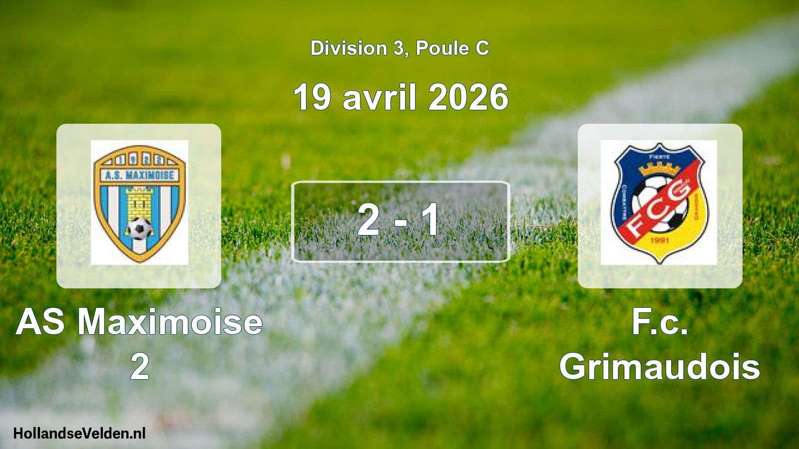 Match joué: AS Maximoise 2 - F.c. Grimaudois 2 - 1 (19 avril 2026)