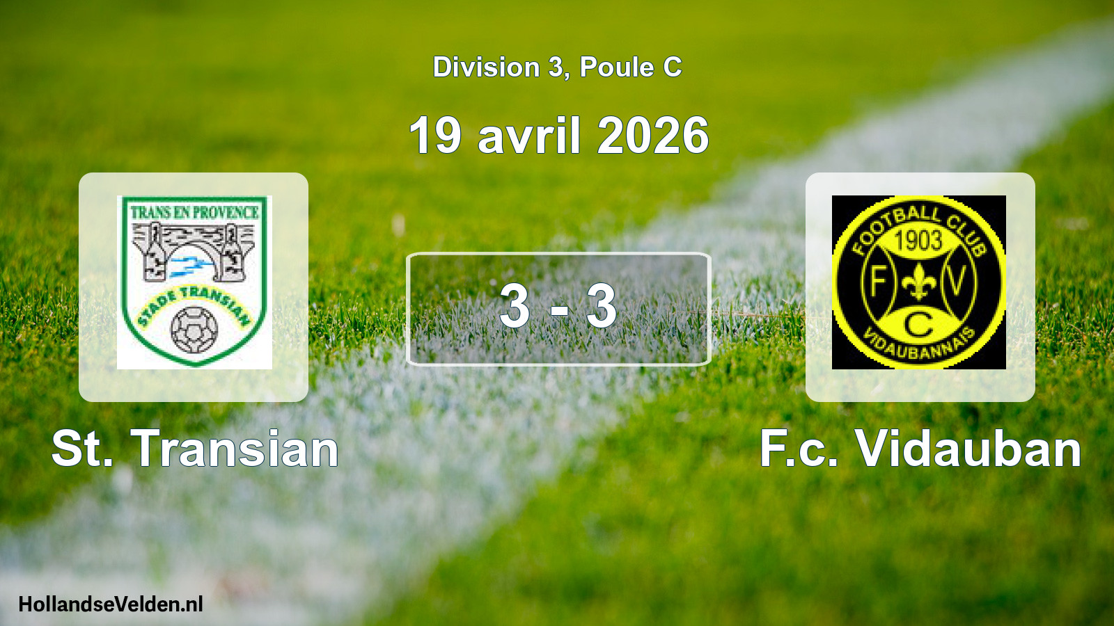 Total number of matches played: St. Transian - F.c. Vidauban 3 - 3 (19 April 2026)