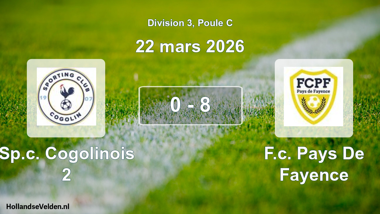 Match joué: Sp.c. Cogolinois 2 - F.c. Pays De Fayence 0 - 8 (22 mars 2026)