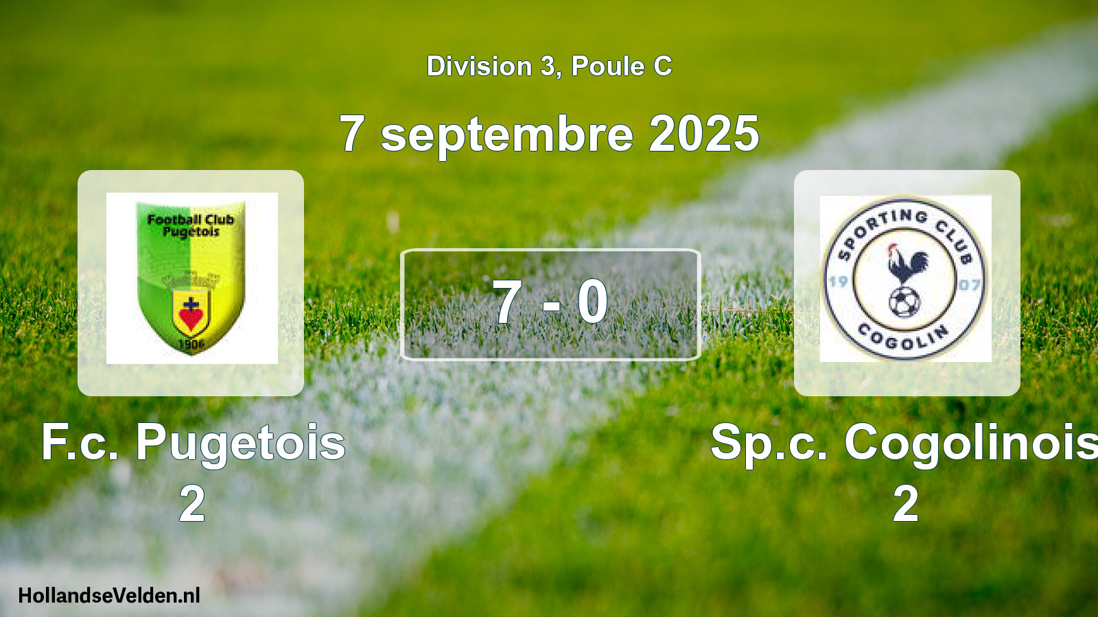 Match joué: F.c. Pugetois 2 - Sp.c. Cogolinois 2 7 - 0 (7 septembre 2025)