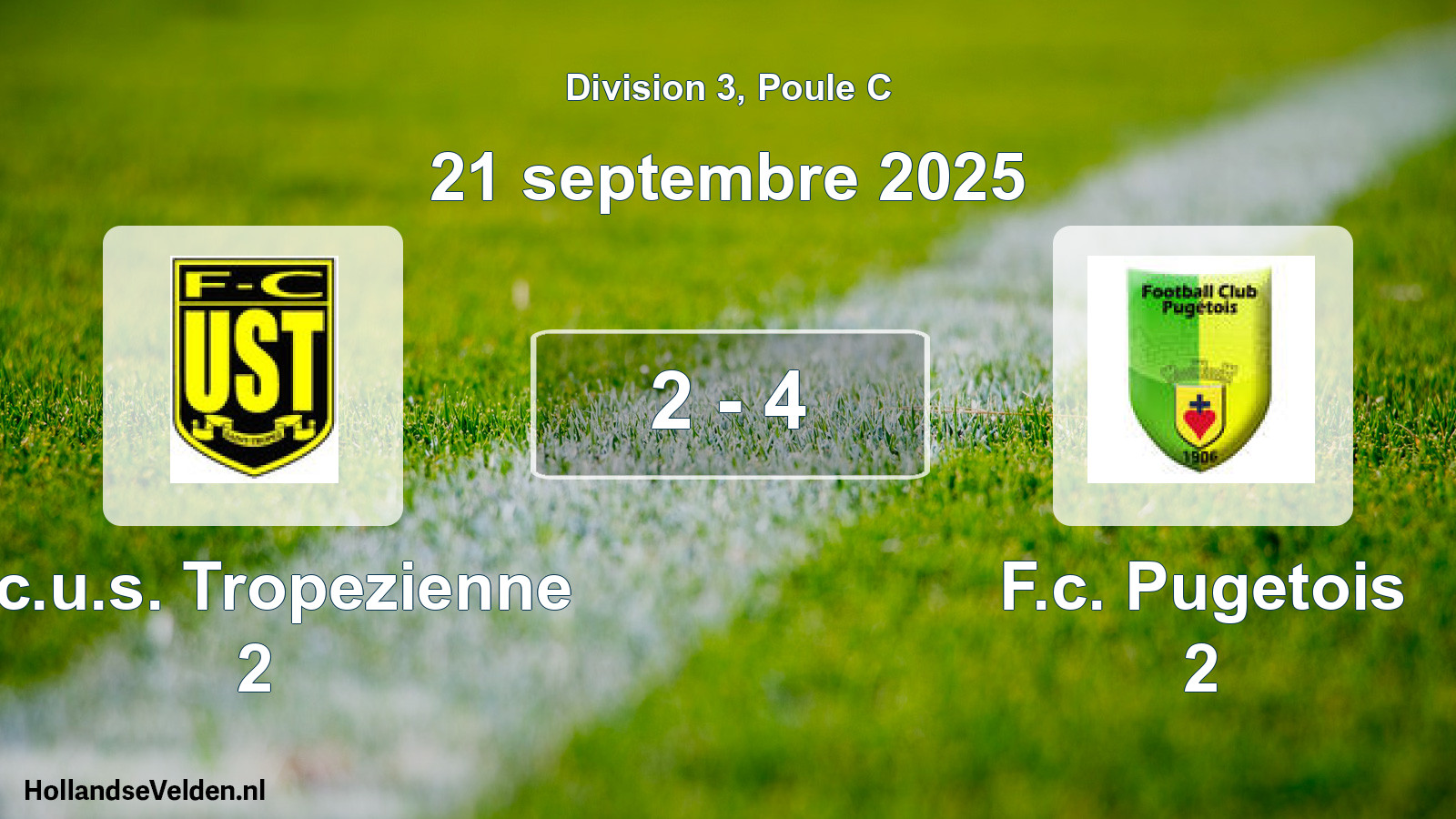 Total number of matches played: F.c.u.s. Tropezienne 2 - F.c. Pugetois 2 2 - 4 (21 September 2025)