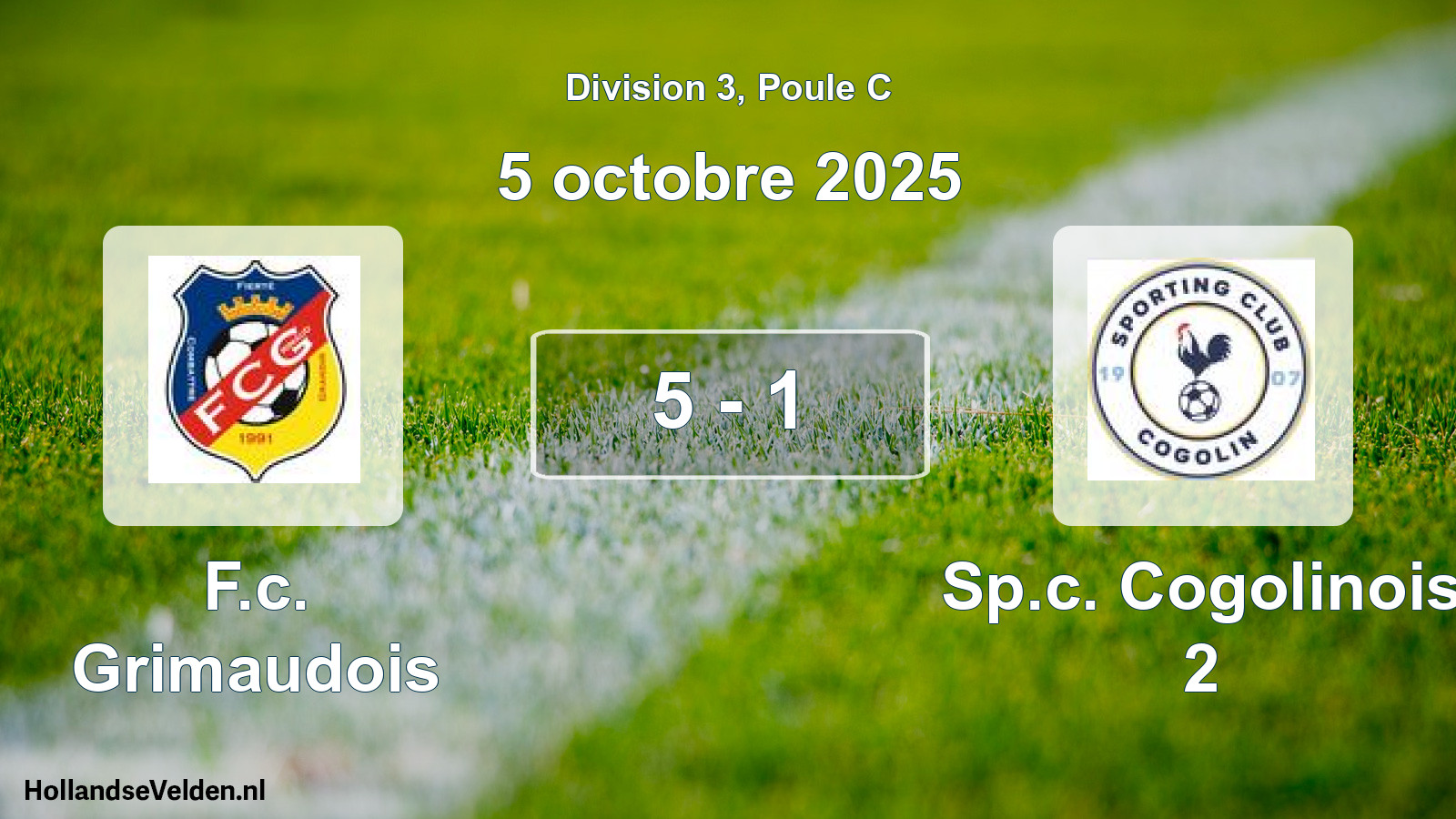 Match joué: F.c. Grimaudois - Sp.c. Cogolinois 2 5 - 1 (5 octobre 2025)