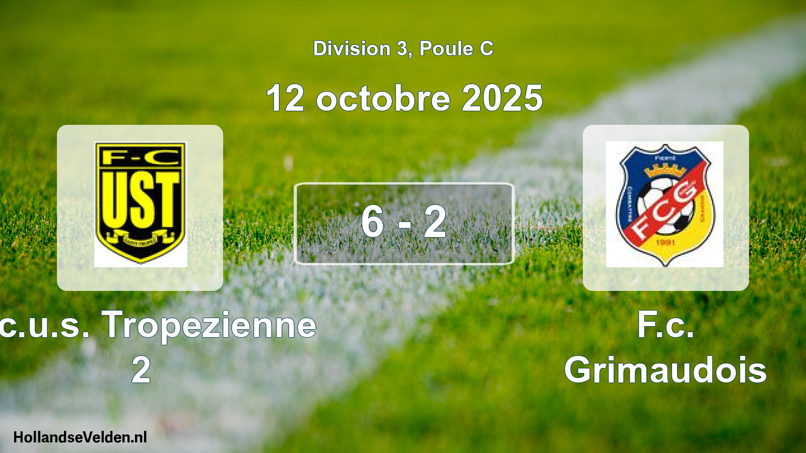 Match joué: F.c.u.s. Tropezienne 2 - F.c. Grimaudois 6 - 2 (12 octobre 2025)