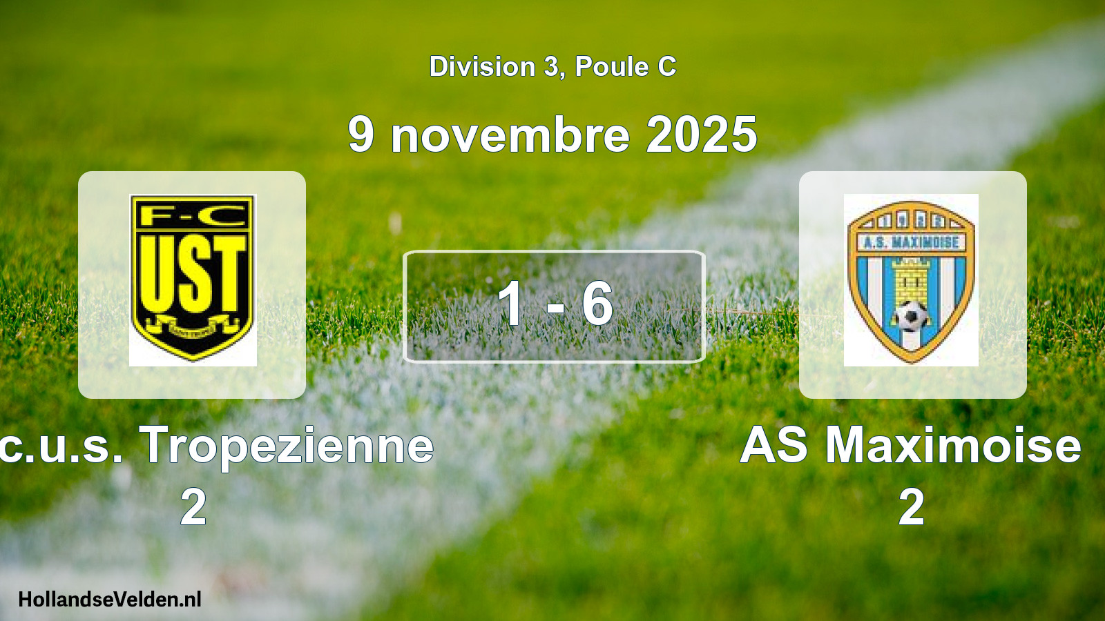 Match joué: F.c.u.s. Tropezienne 2 - AS Maximoise 2 1 - 6 (9 novembre 2025)