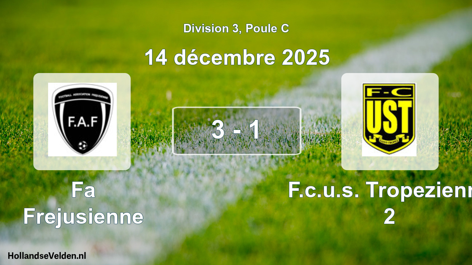 Match joué: Fa Frejusienne - F.c.u.s. Tropezienne 2 3 - 1 (14 décembre 2025)