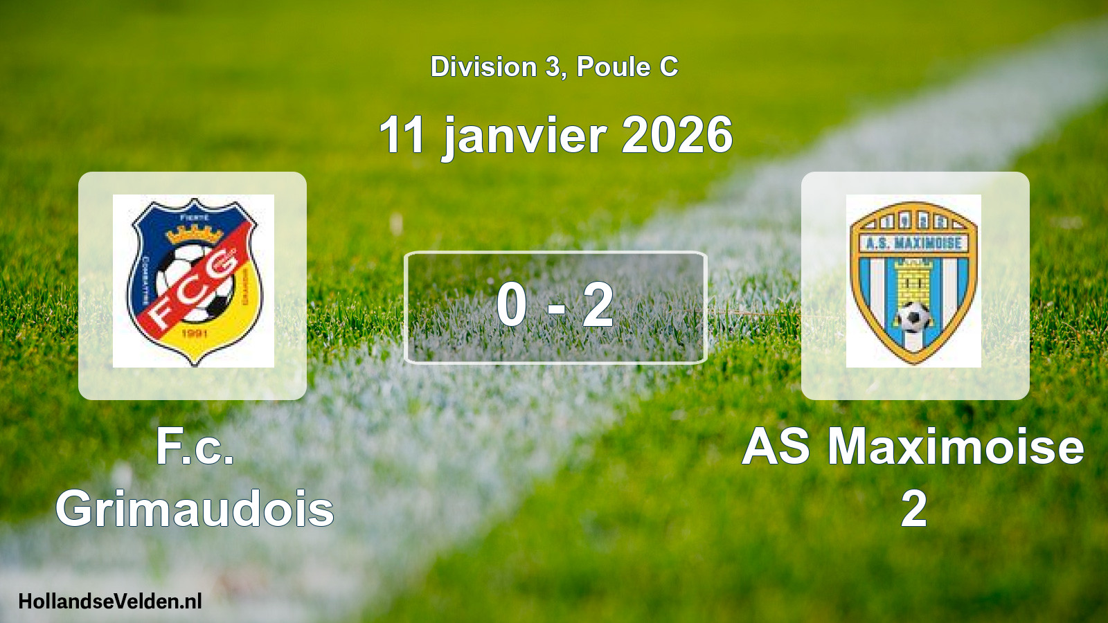 Match joué: F.c. Grimaudois - AS Maximoise 2 0 - 2 (11 janvier 2026)