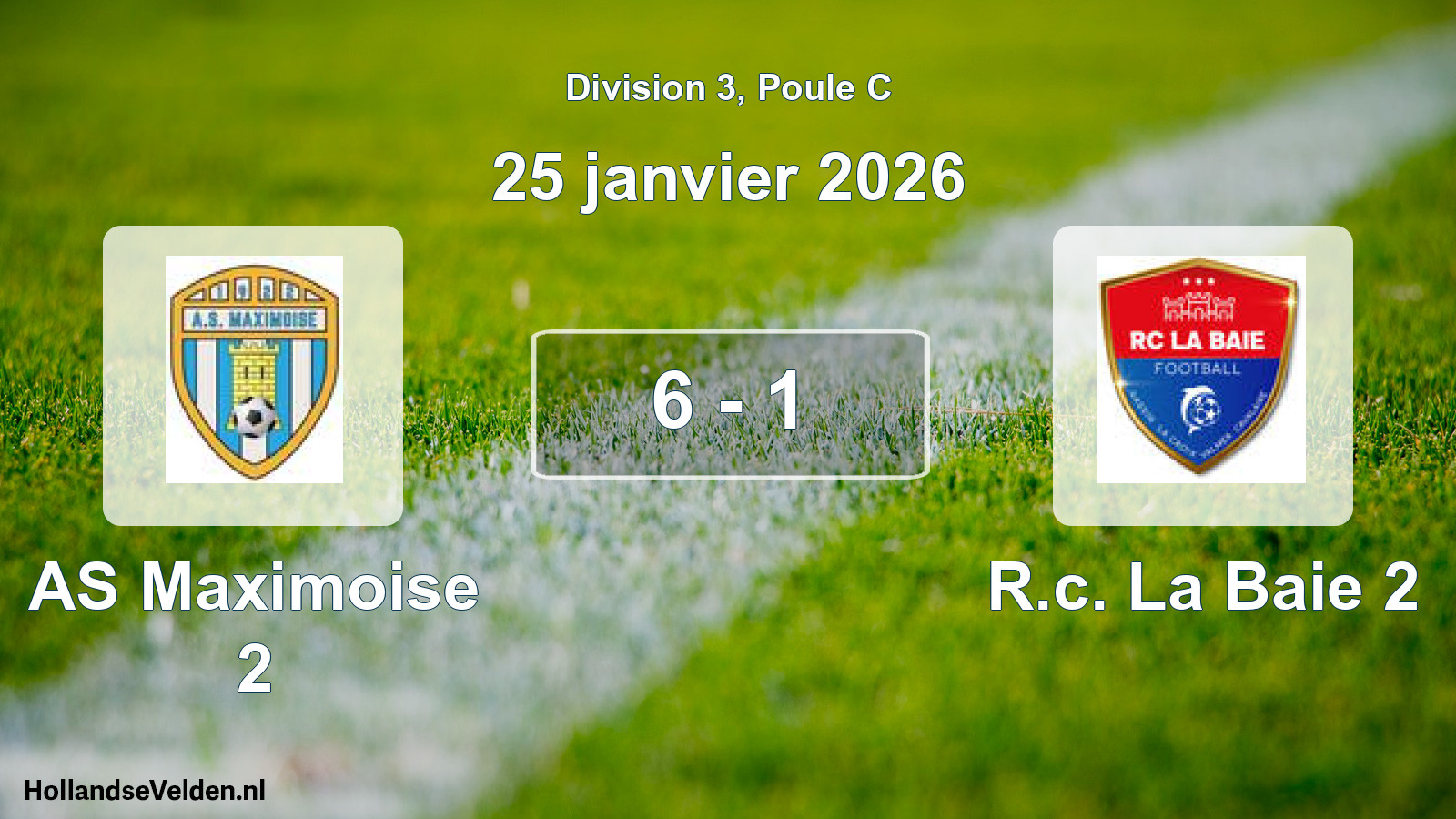 Match joué: AS Maximoise 2 - R.c. La Baie 2 6 - 1 (25 janvier 2026)