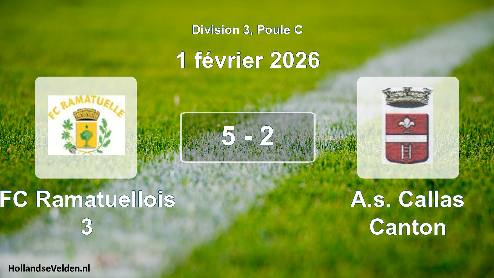 Match joué: FC Ramatuellois 3 - A.s. Callas Canton 5 - 2 (1 février 2026)