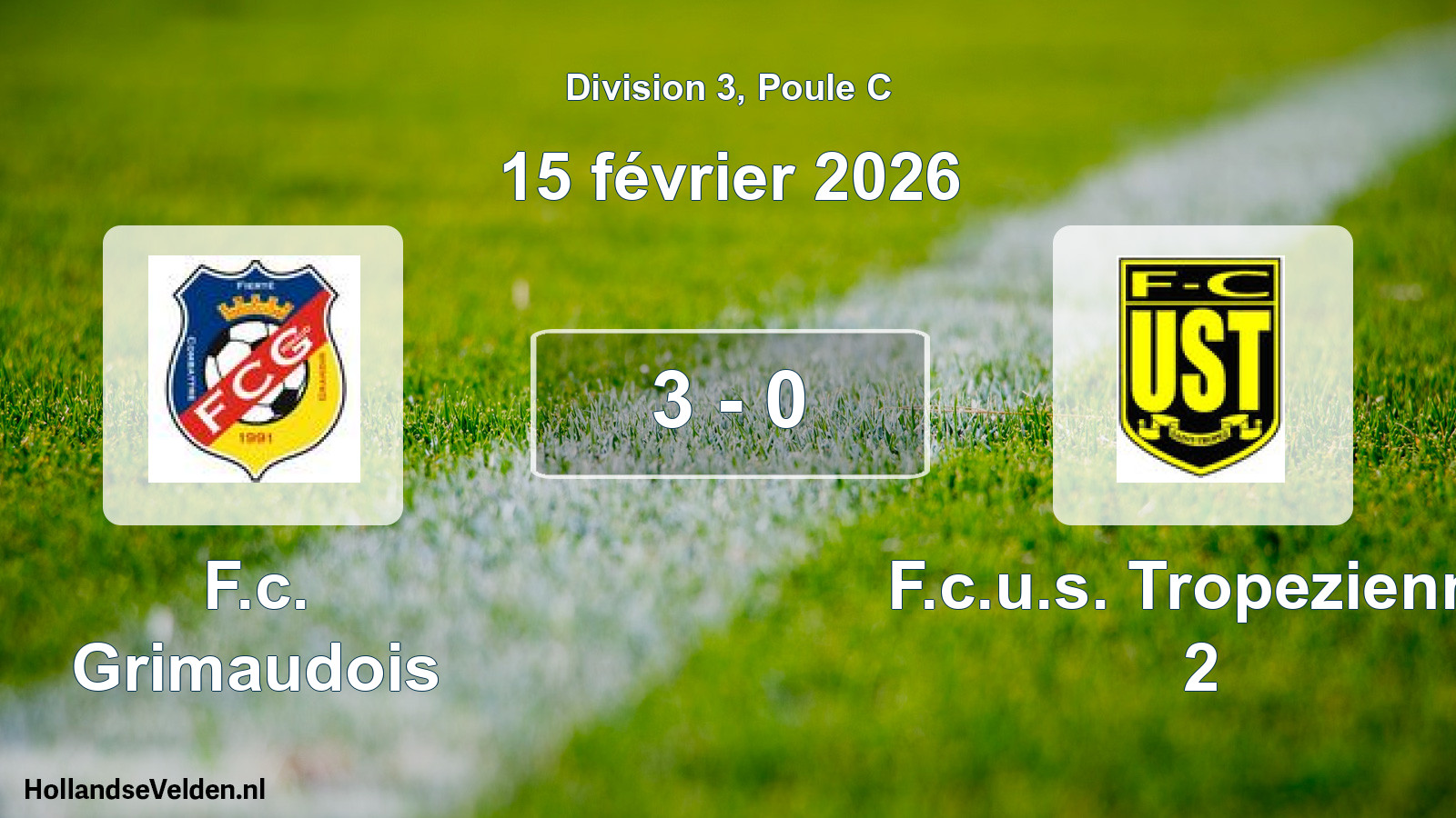 Match joué: F.c. Grimaudois - F.c.u.s. Tropezienne 2 3 - 0 (15 février 2026)