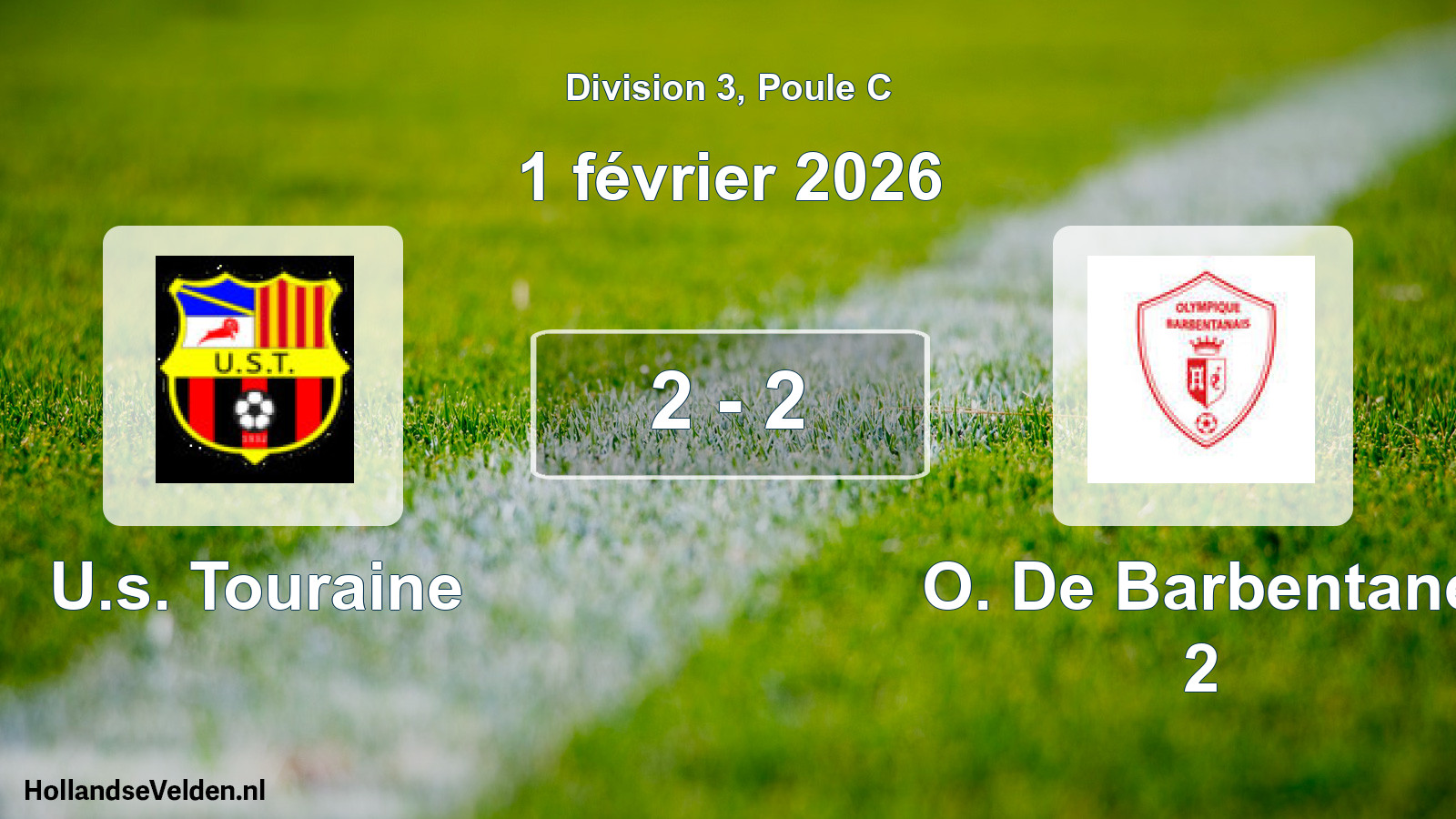 Total number of matches played: U.s. Touraine - O. De Barbentane 2 2 - 2 (1 February 2026)