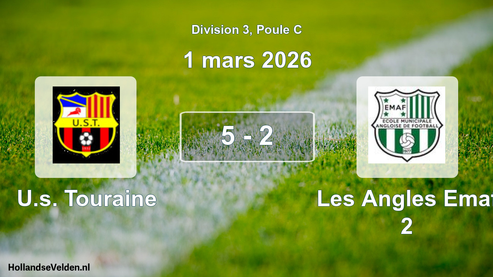 Match joué: U.s. Touraine - Les Angles Emaf 2 5 - 2 (1 mars 2026)