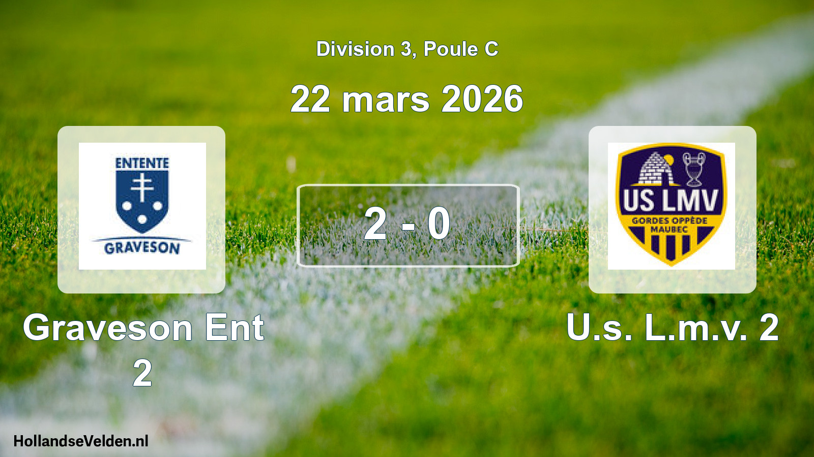 Match joué: Graveson Ent 2 - U.s. L.m.v. 2 2 - 0 (22 mars 2026)