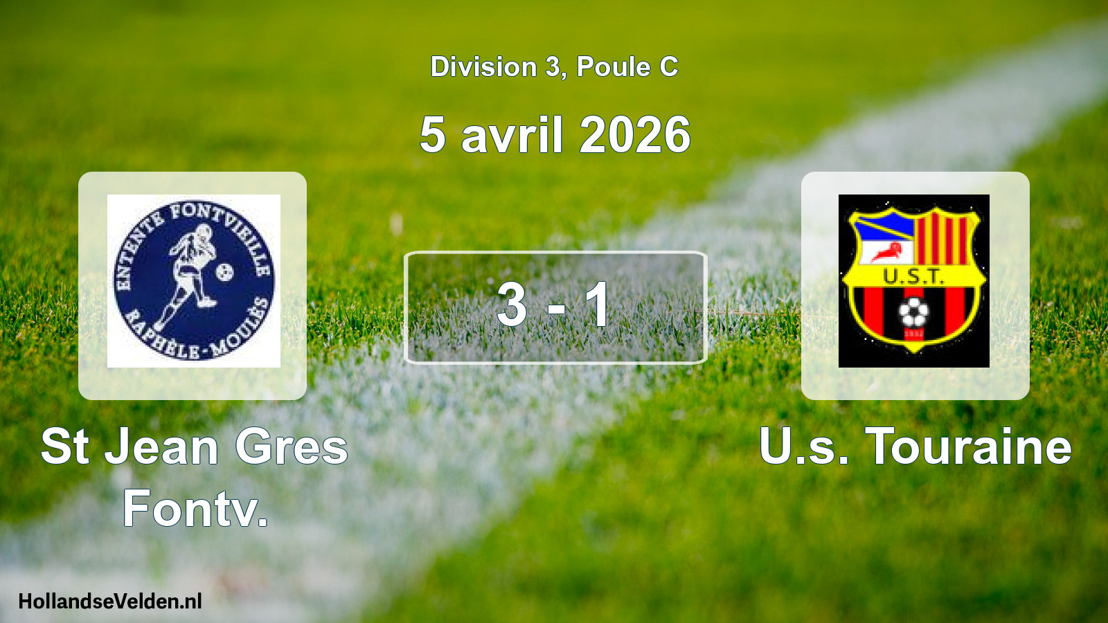 Match joué: St Jean Gres Fontv. - U.s. Touraine 3 - 1 (5 avril 2026)