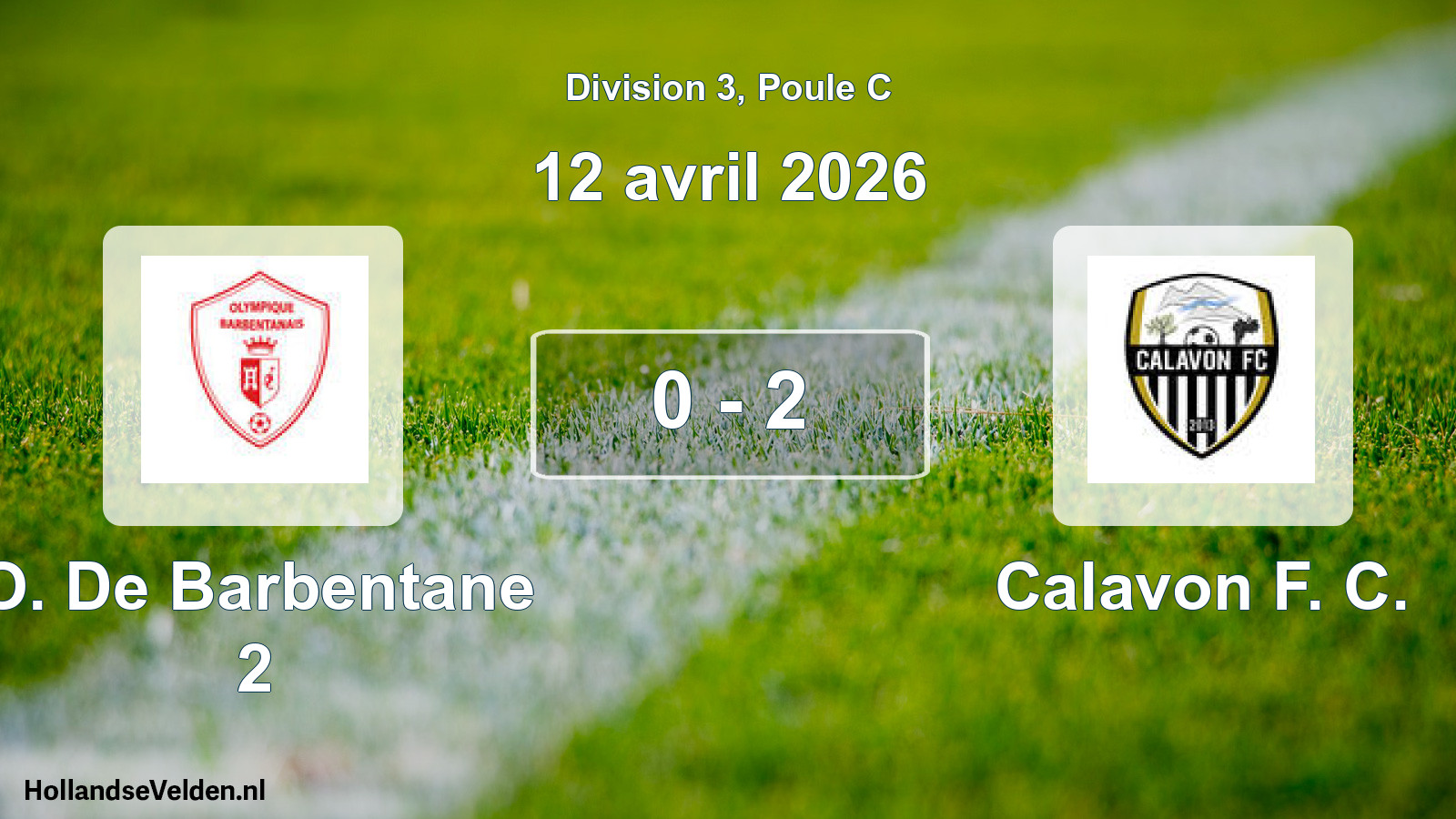 Total number of matches played: O. De Barbentane 2 - Calavon F. C. 0 - 2 (12 April 2026)