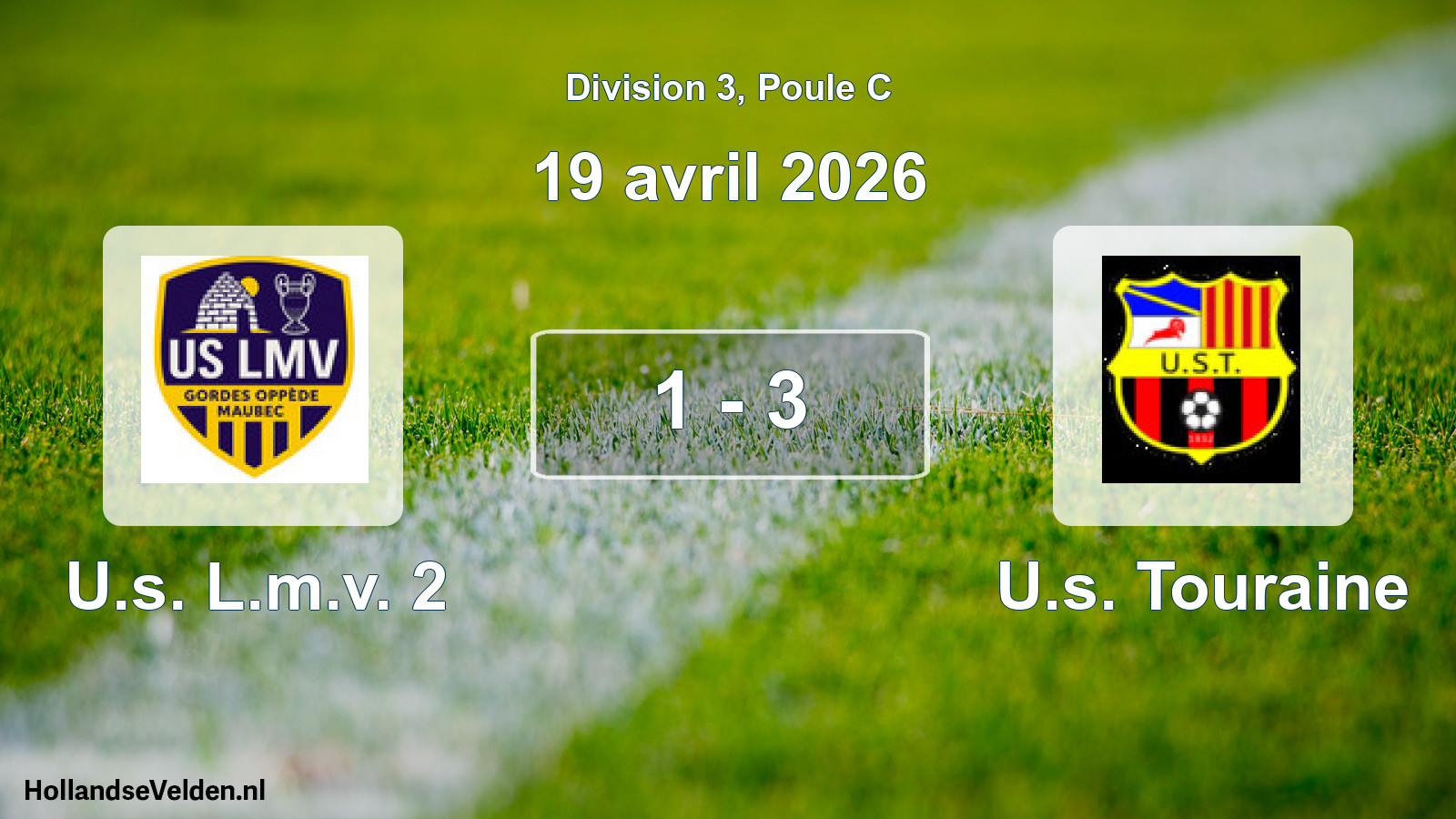 Gespeelde wedstrijd: U.s. L.m.v. 2 - U.s. Touraine 1 - 3 (19 april 2026)