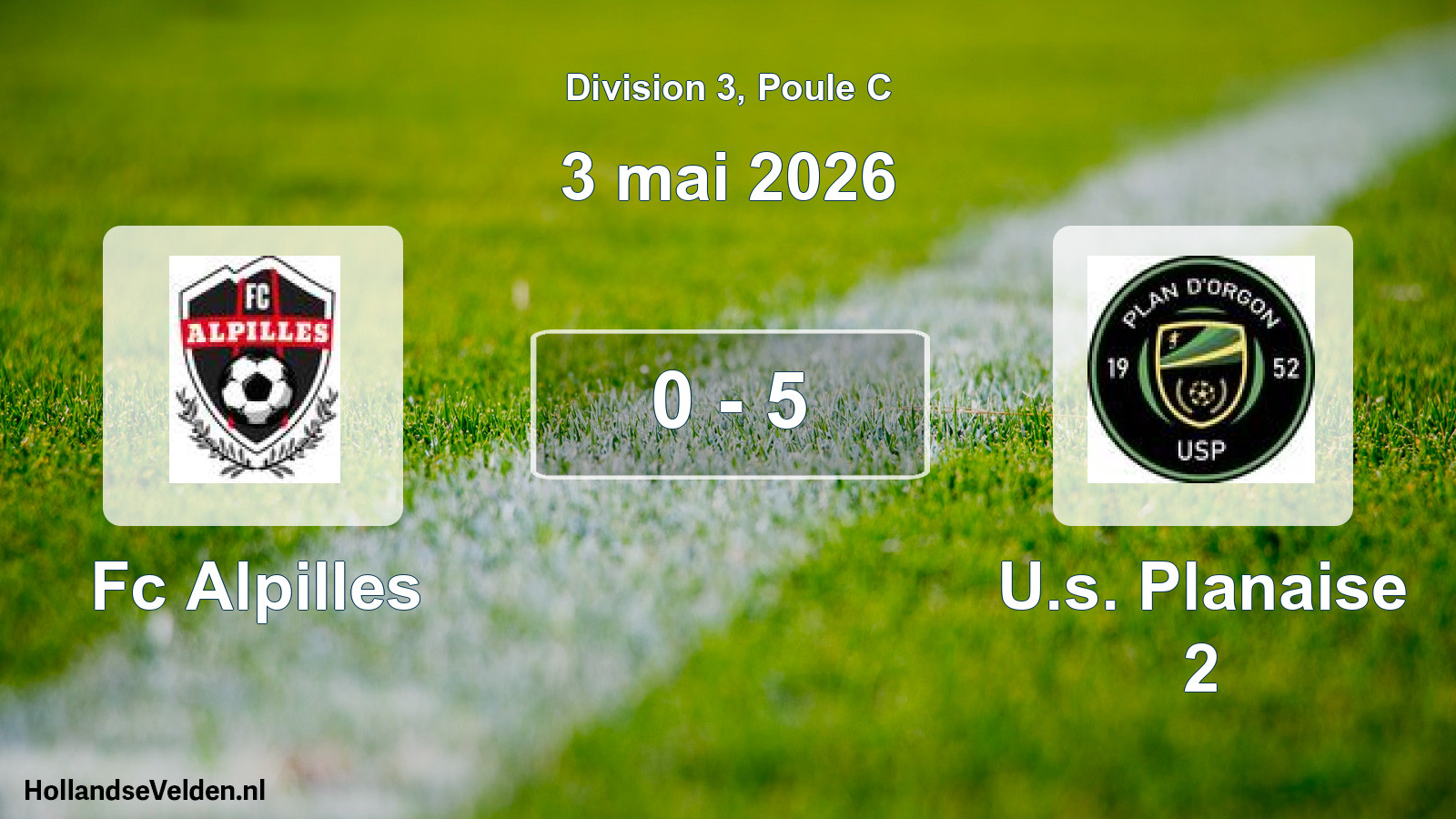 Total number of matches played: Fc Alpilles - U.s. Planaise 2 0 - 5 (3 May 2026)