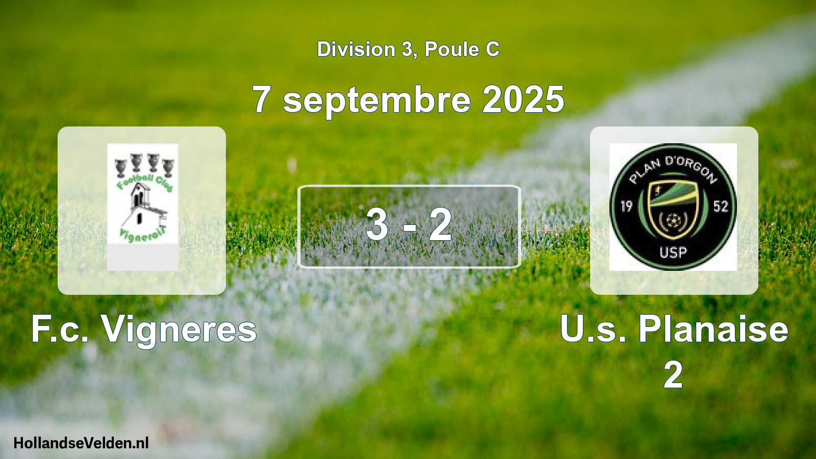 Match joué: F.c. Vigneres - U.s. Planaise 2 3 - 2 (7 septembre 2025)