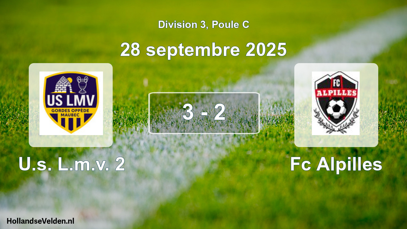 Total number of matches played: U.s. L.m.v. 2 - Fc Alpilles 3 - 2 (28 September 2025)
