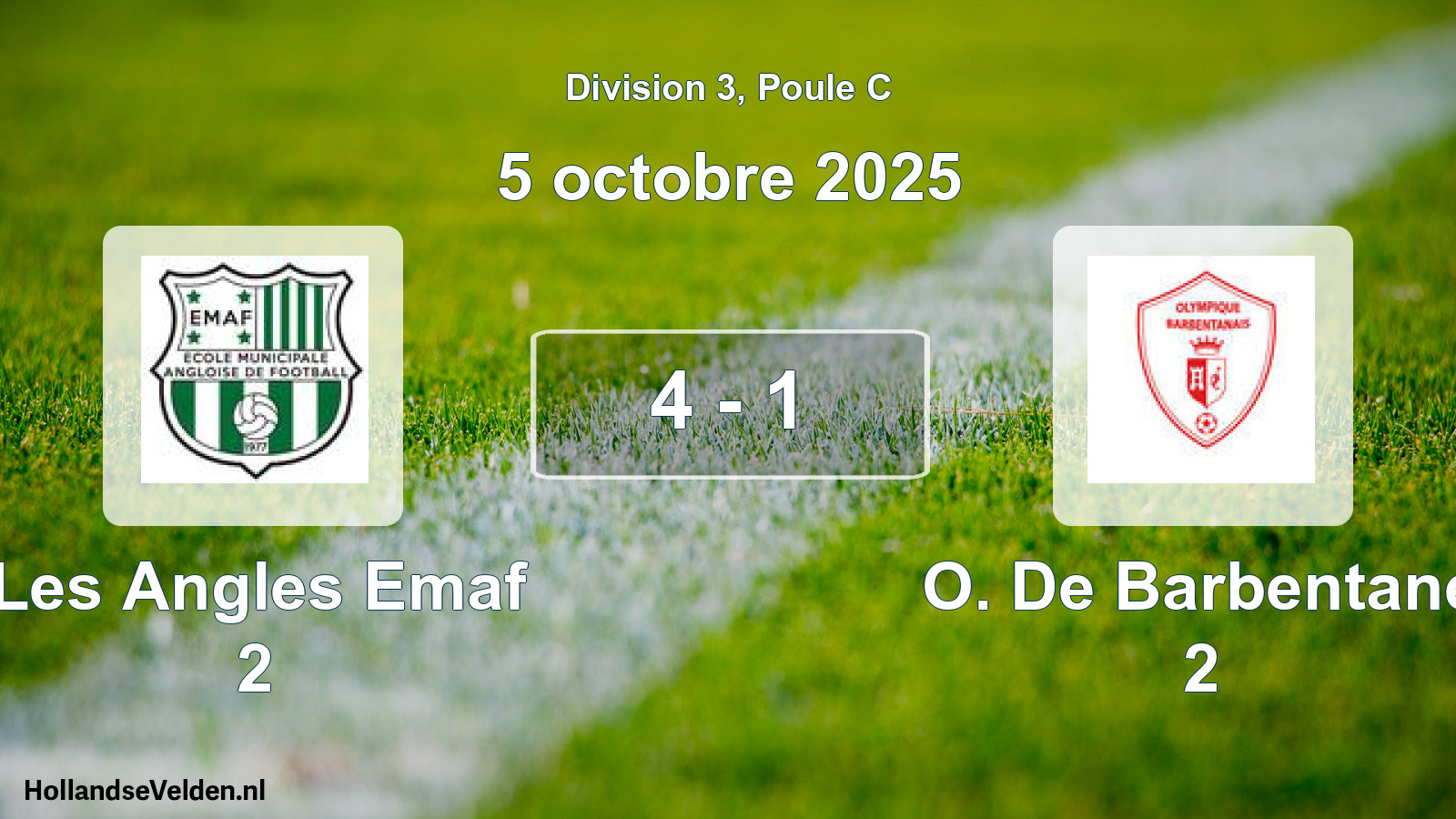 Total number of matches played: Les Angles Emaf 2 - O. De Barbentane 2 4 - 1 (5 October 2025)