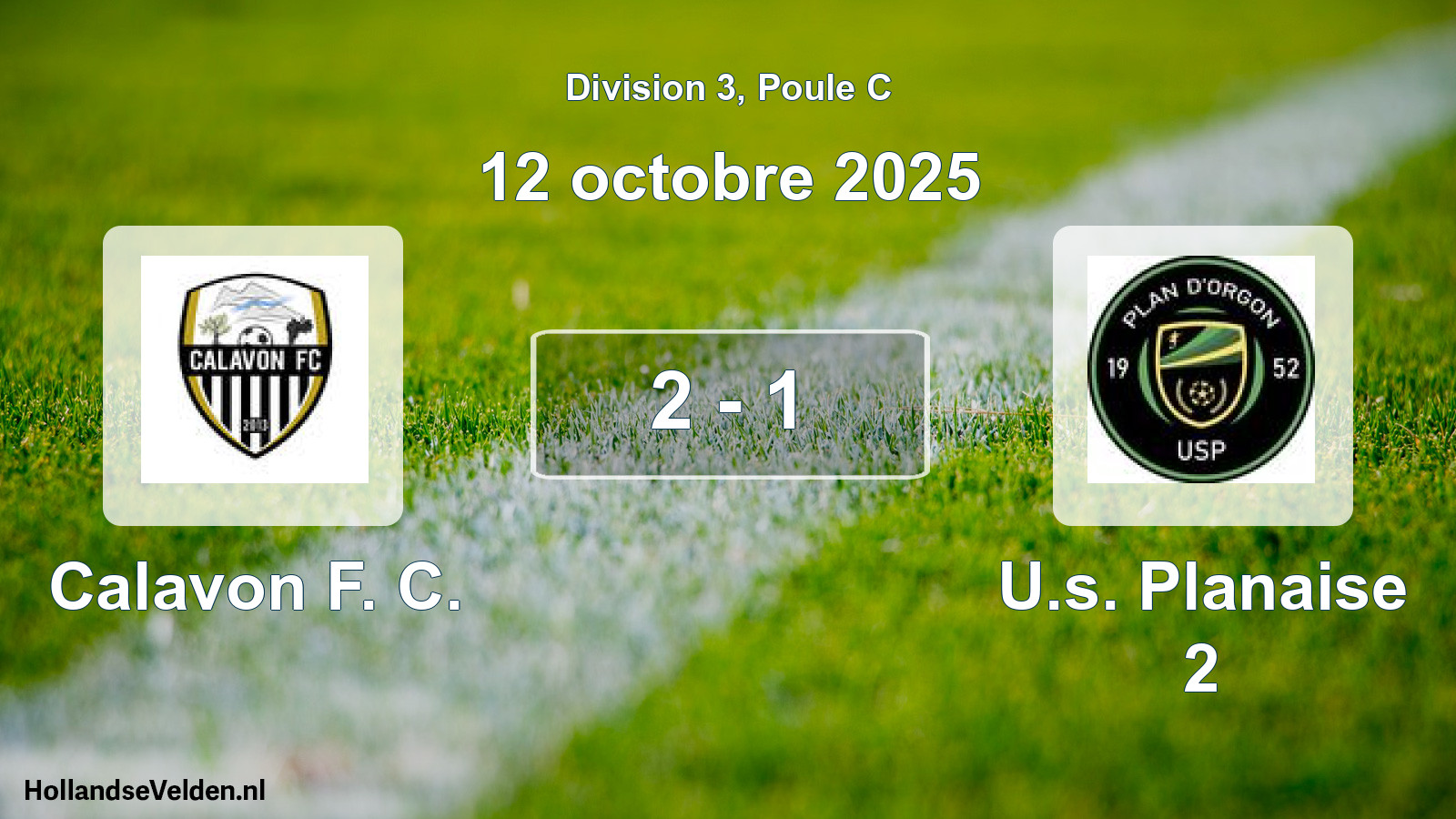 Gespeelde wedstrijd: Calavon F. C. - U.s. Planaise 2 2 - 1 (12 oktober 2025)