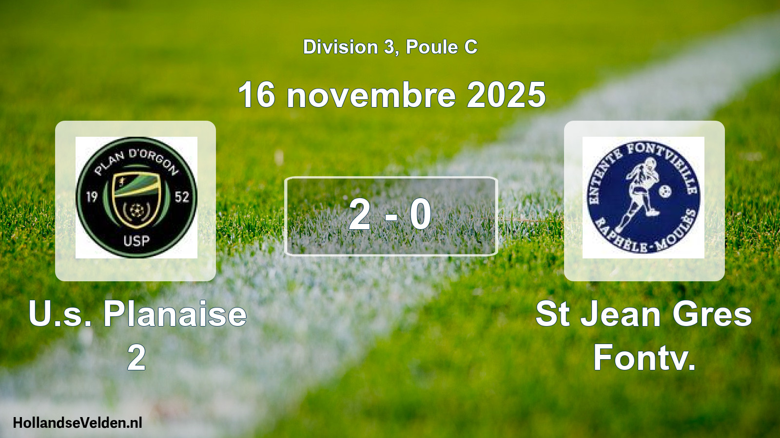 Match joué: U.s. Planaise 2 - St Jean Gres Fontv. 2 - 0 (16 novembre 2025)
