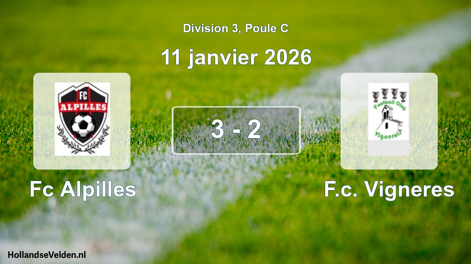 Total number of matches played: Fc Alpilles - F.c. Vigneres 3 - 2 (11 January 2026)